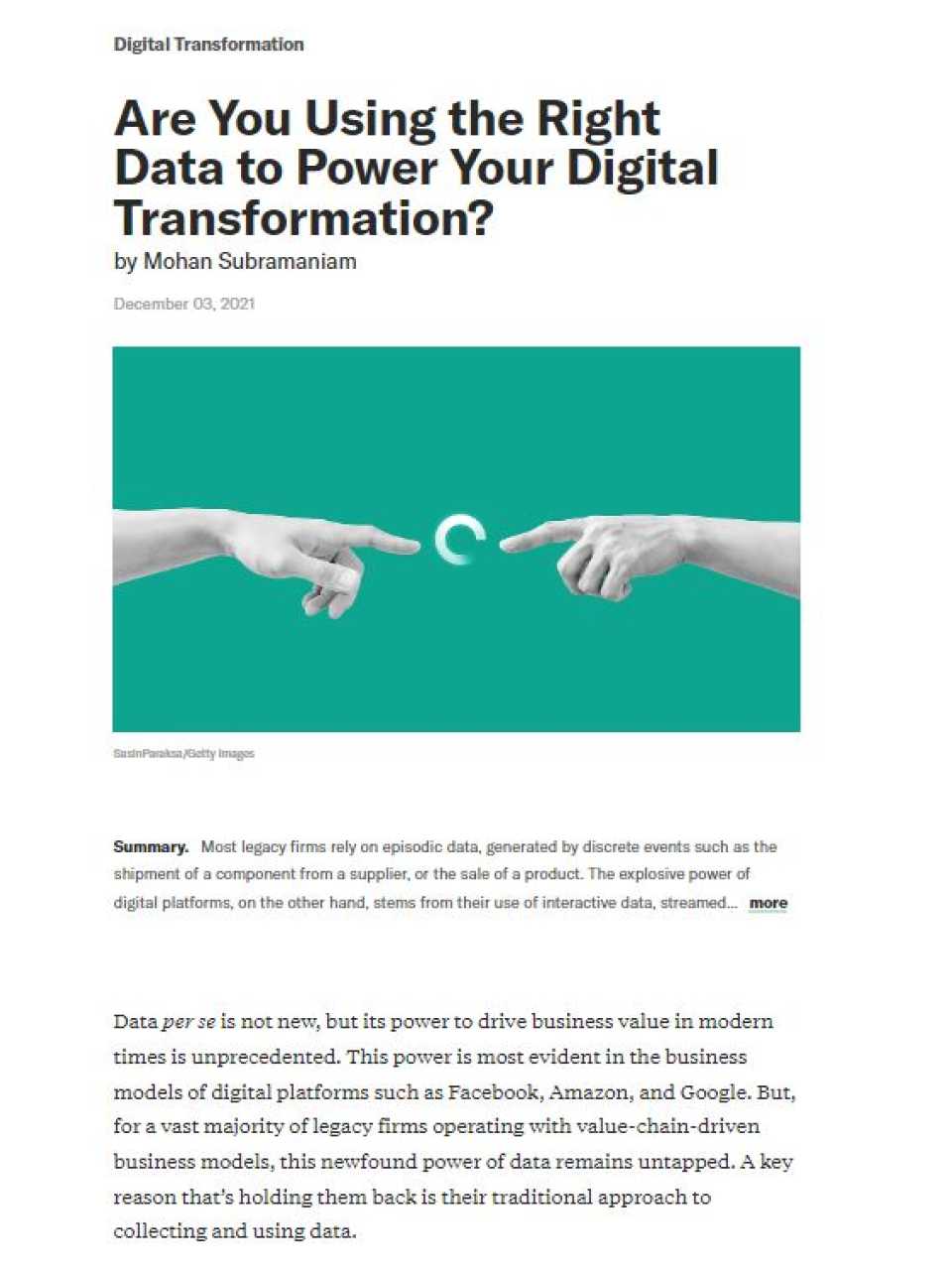 Are you using the right data to power your digital transformation?