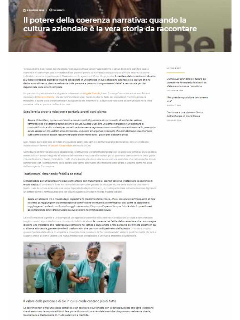 AGGIORNAMENTO PERMANENTEIN PERSON AND VIA WEBStorytelling for companies and territories: how to brand places and organizations