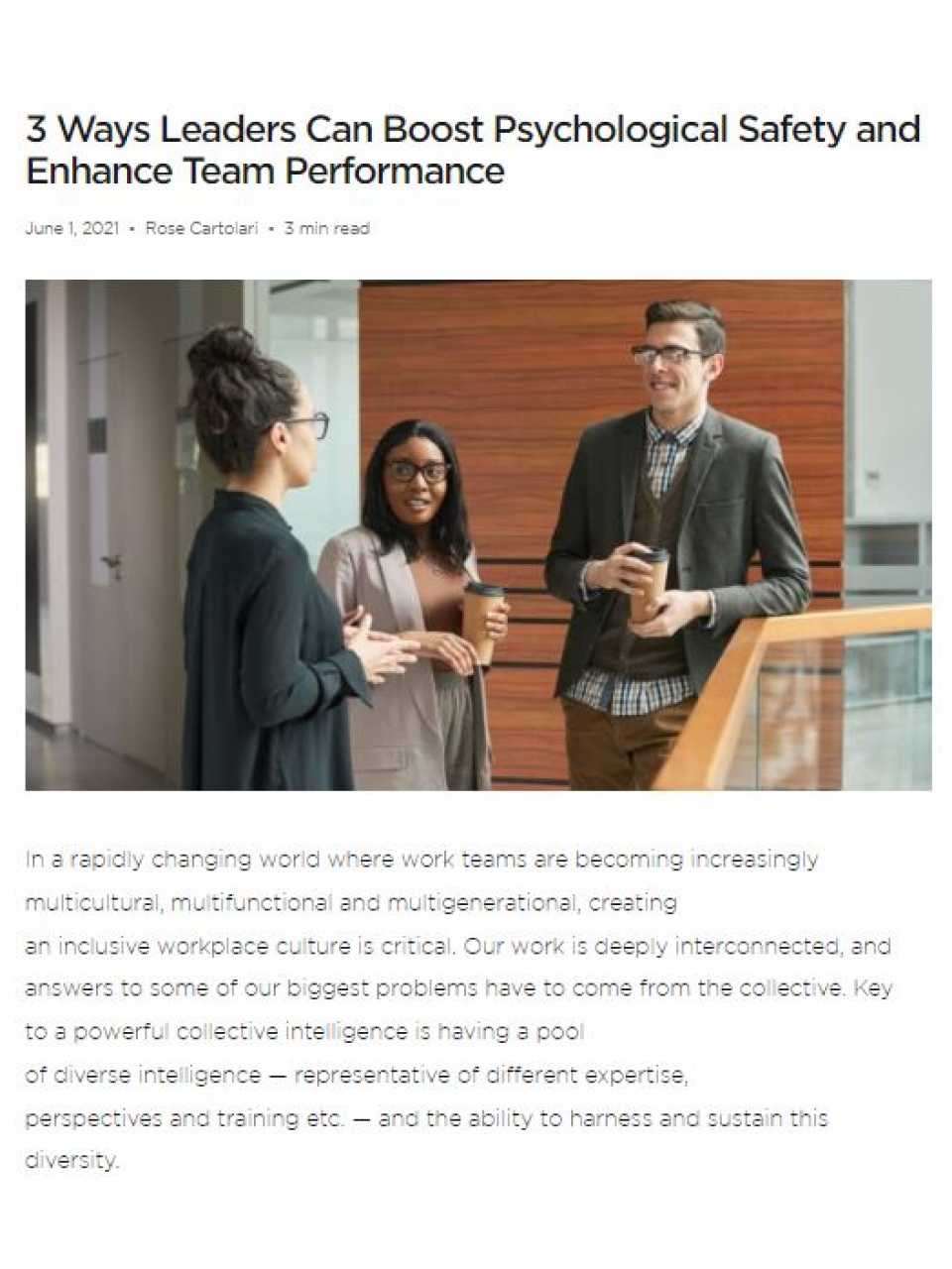 TEHA LIVEVIA WEB
Leadership, diversità e psychological safety: perché è importante per le performance dei team