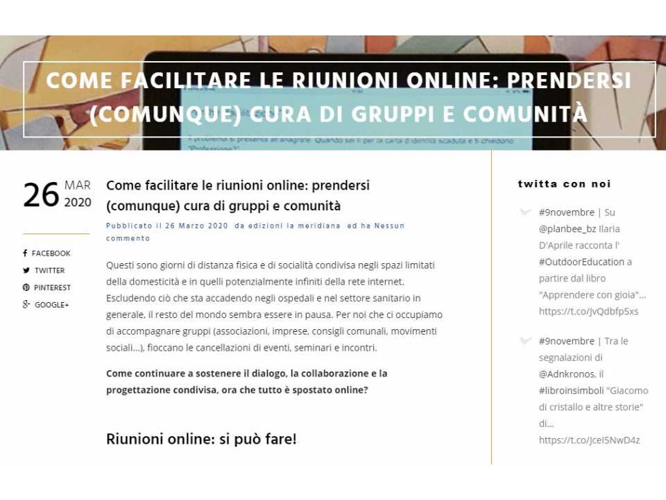 Come facilitare le riunioni online: prendersi (comunque) cura di gruppi e comunità