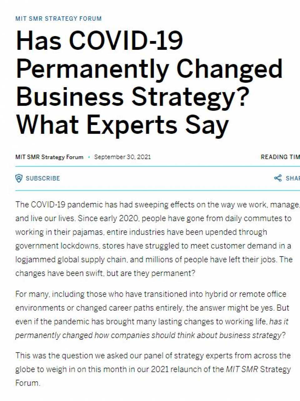 Has COVID-19 permanently changed business strategy? What experts say