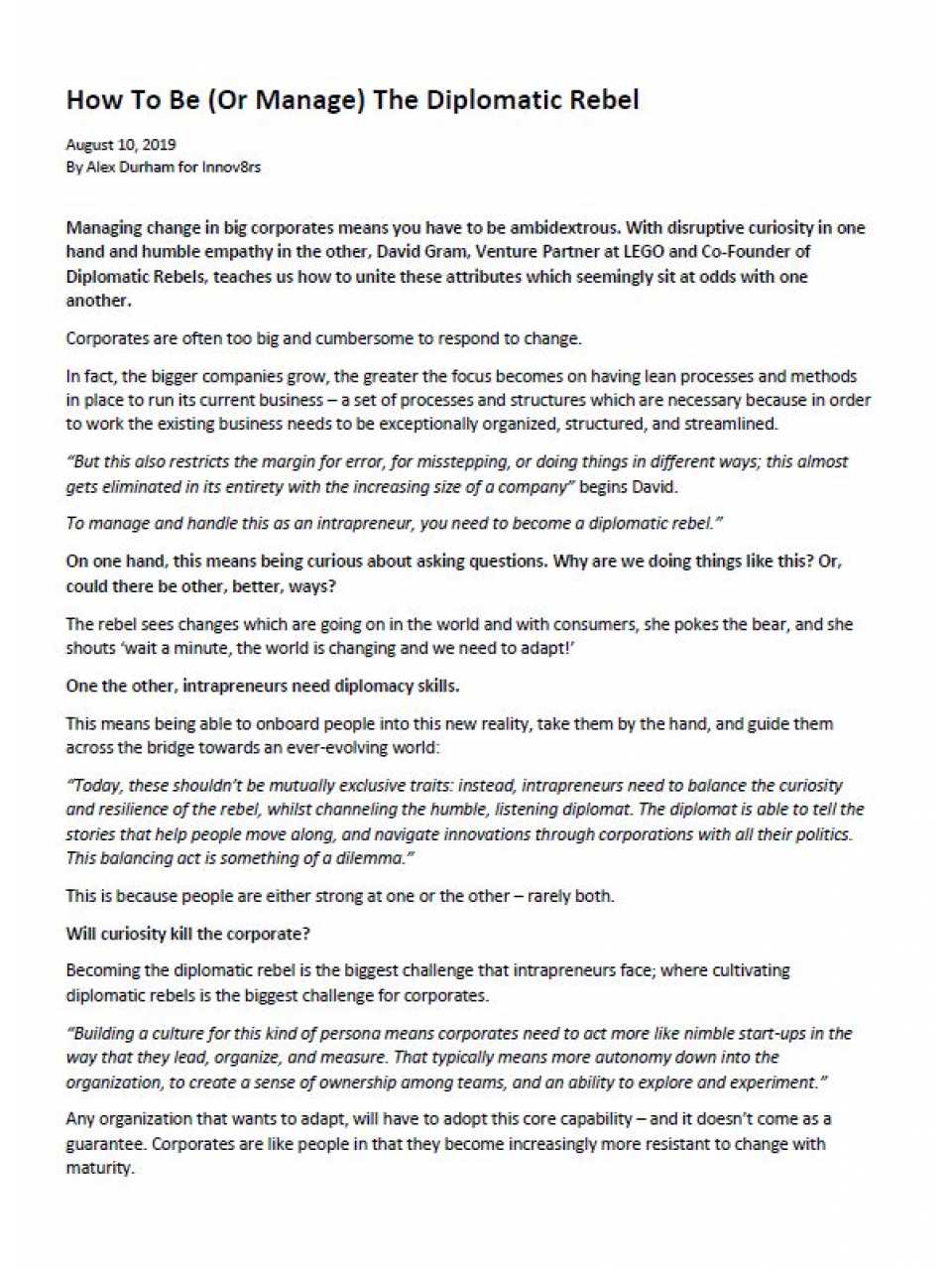 AGGIORNAMENTO PERMANENTEIN PRESENZA E VIA WEBInnovazione radicale in azienda: elemento chiave per affrontare il futuro