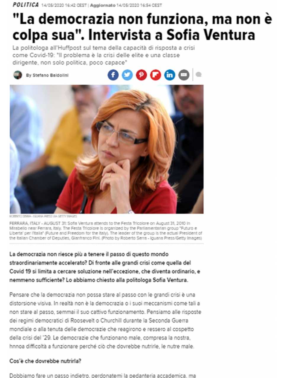 La democrazia non funziona, ma non è colpa sua. Intervista a Sofia Ventura