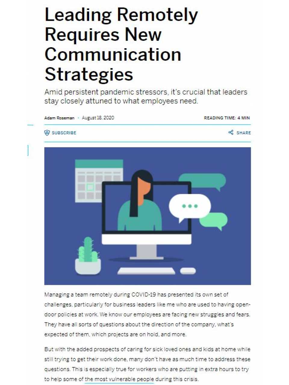 Leading remotely requires new communication strategies