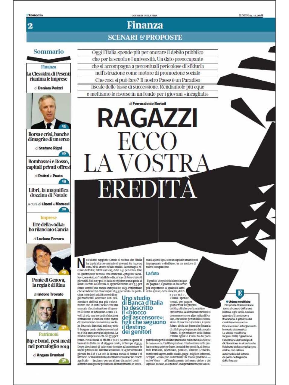 AGGIORNAMENTO PERMANENTEIN PRESENZA
Tre priorità per l'Italia nel 2019