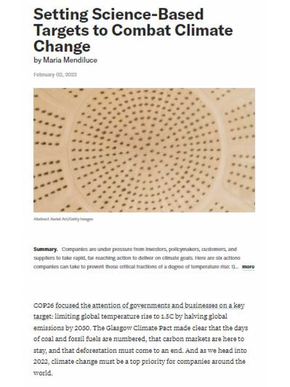 Setting science-based targets to combat climate change