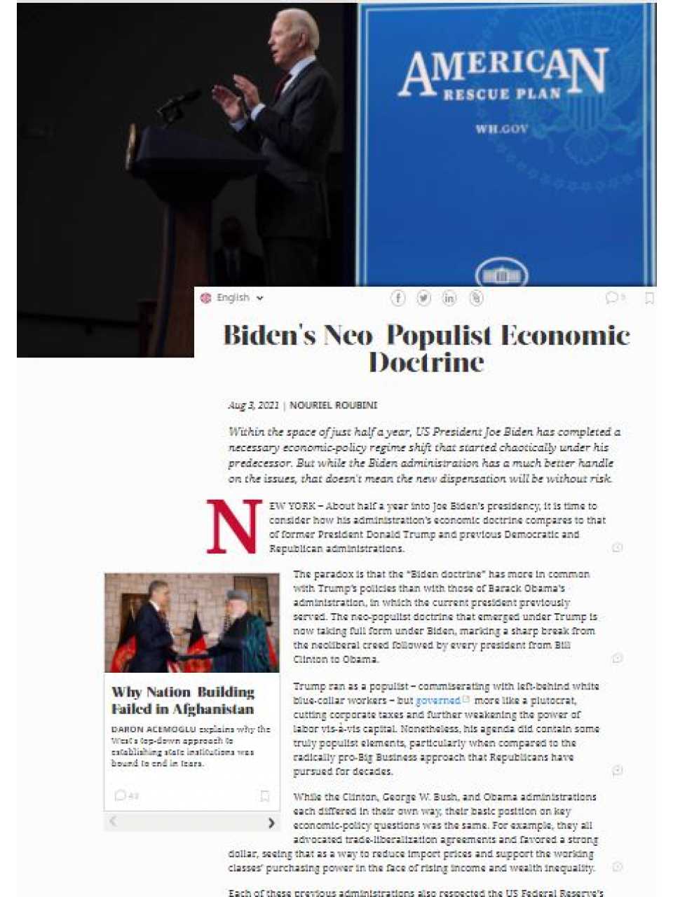 Biden's neo-populist economic doctrine