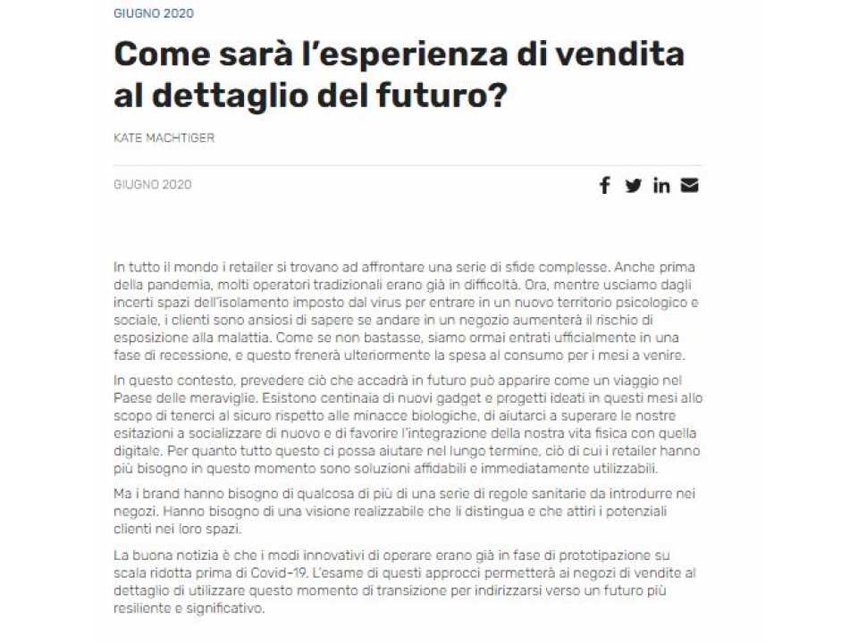 AGGIORNAMENTO PERMANENTEVIA WEB
VIA WEB
Envisioning retail and e-commerce new-normal: tendenze emergenti e sfide future