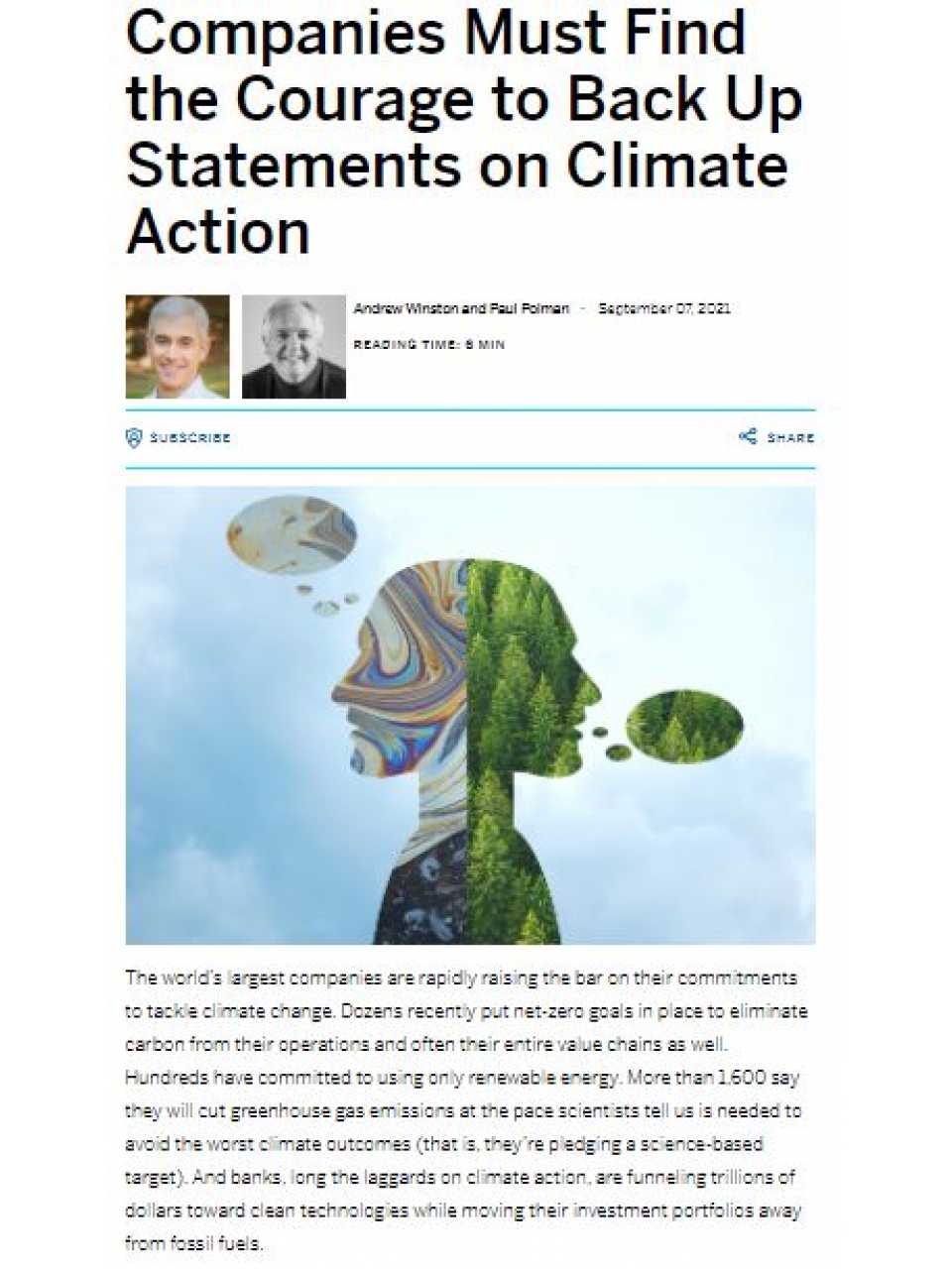Companies Must find the courage to back up statements on climate action