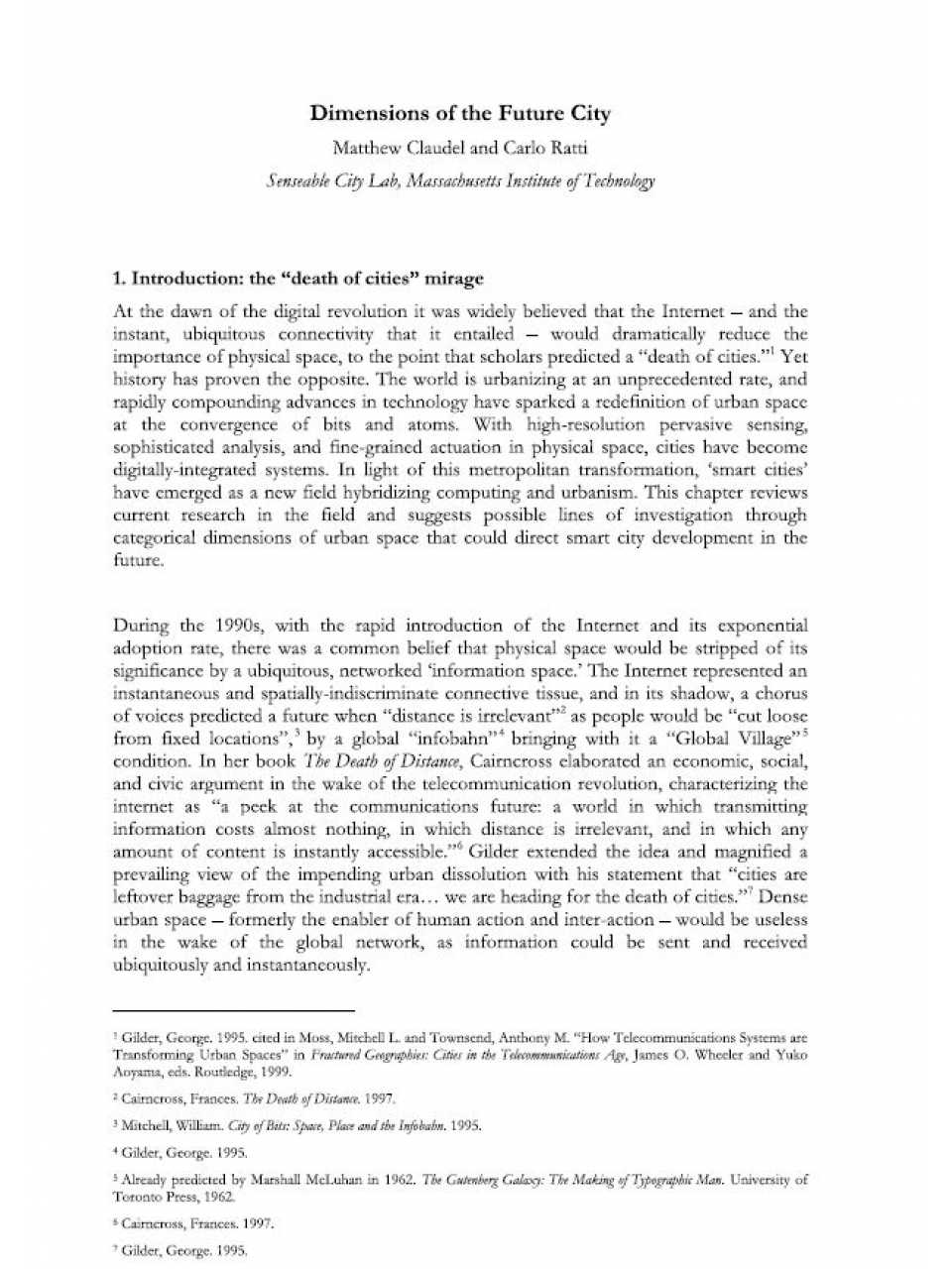 Dimensions of the future city