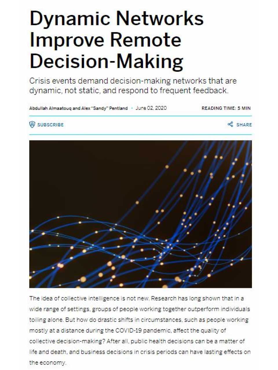 Dynamic networks improve remote decision-making