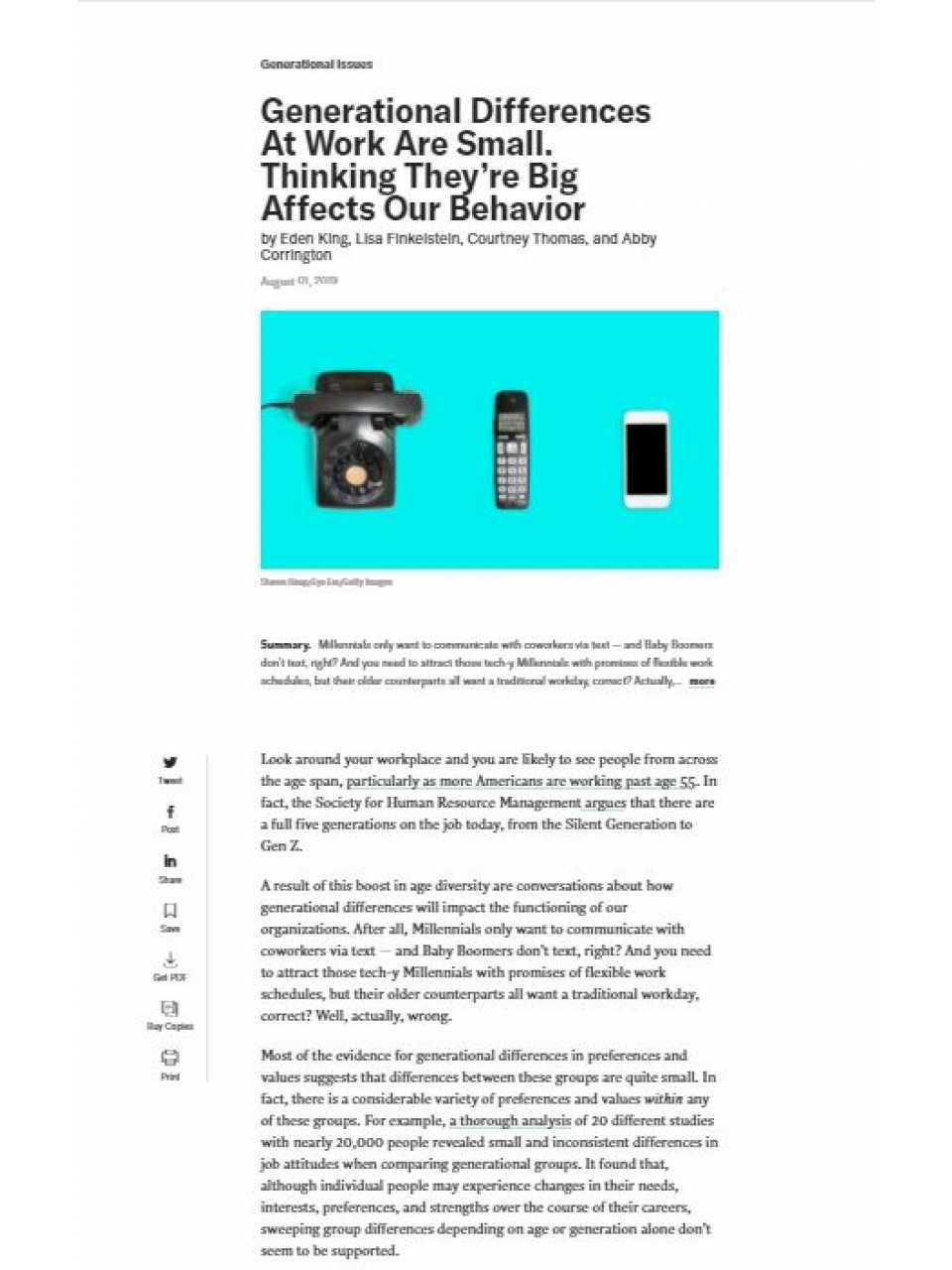 Generational differences at work are small. Thinking they’re big affects our behavior