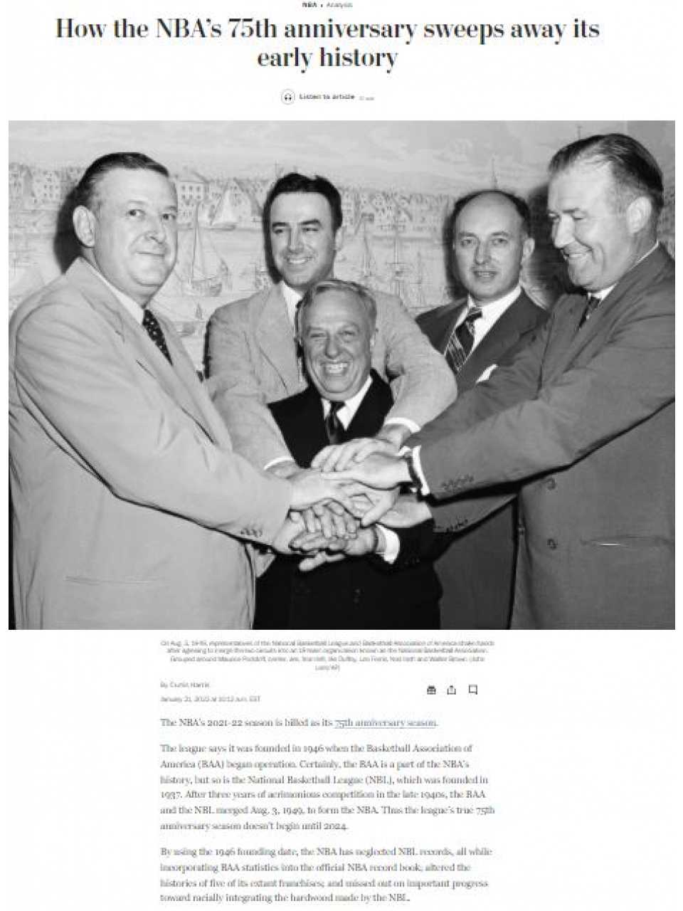 How the NBA’s 75th anniversary sweeps away its early history