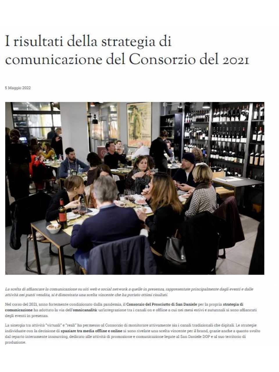 AGGIORNAMENTO PERMANENTEIN PERSON
Prosciutto di San Daniele: enhancing excellence in a sustainable and innovative way