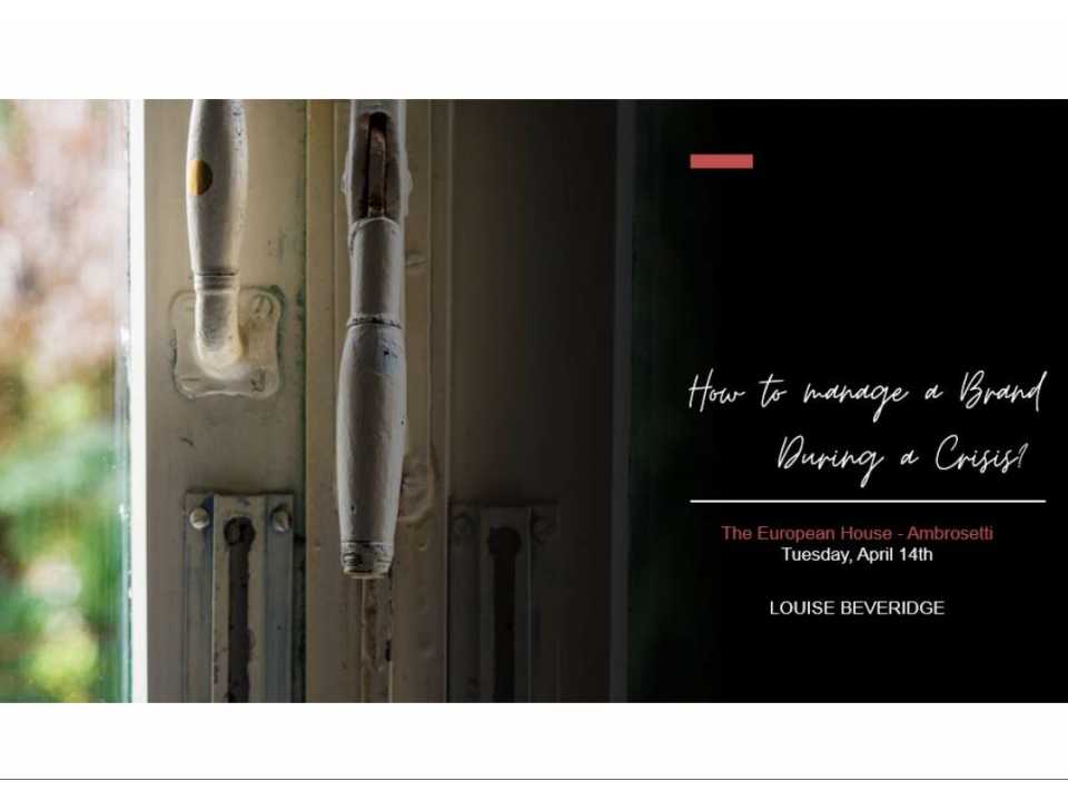 AGGIORNAMENTO PERMANENTEVIA WEBHow to manage a brand during a crisis