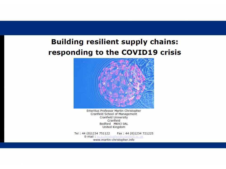 AGGIORNAMENTO PERMANENTEVIA WEBCostruire Supply Chain resilienti: la risposta alla crisi Covid19