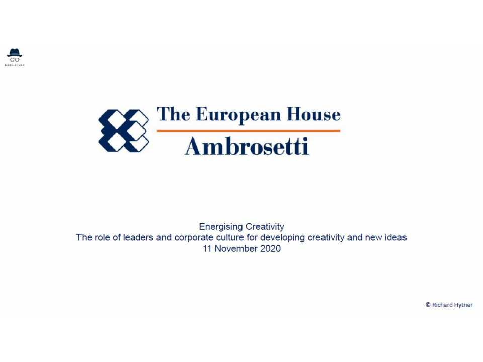 AGGIORNAMENTO PERMANENTEVIA WEB
WEBINAR LIVE
Energising creativity.
Il ruolo dei leader e della cultura aziendale per sviluppare la creatività e le nuove idee