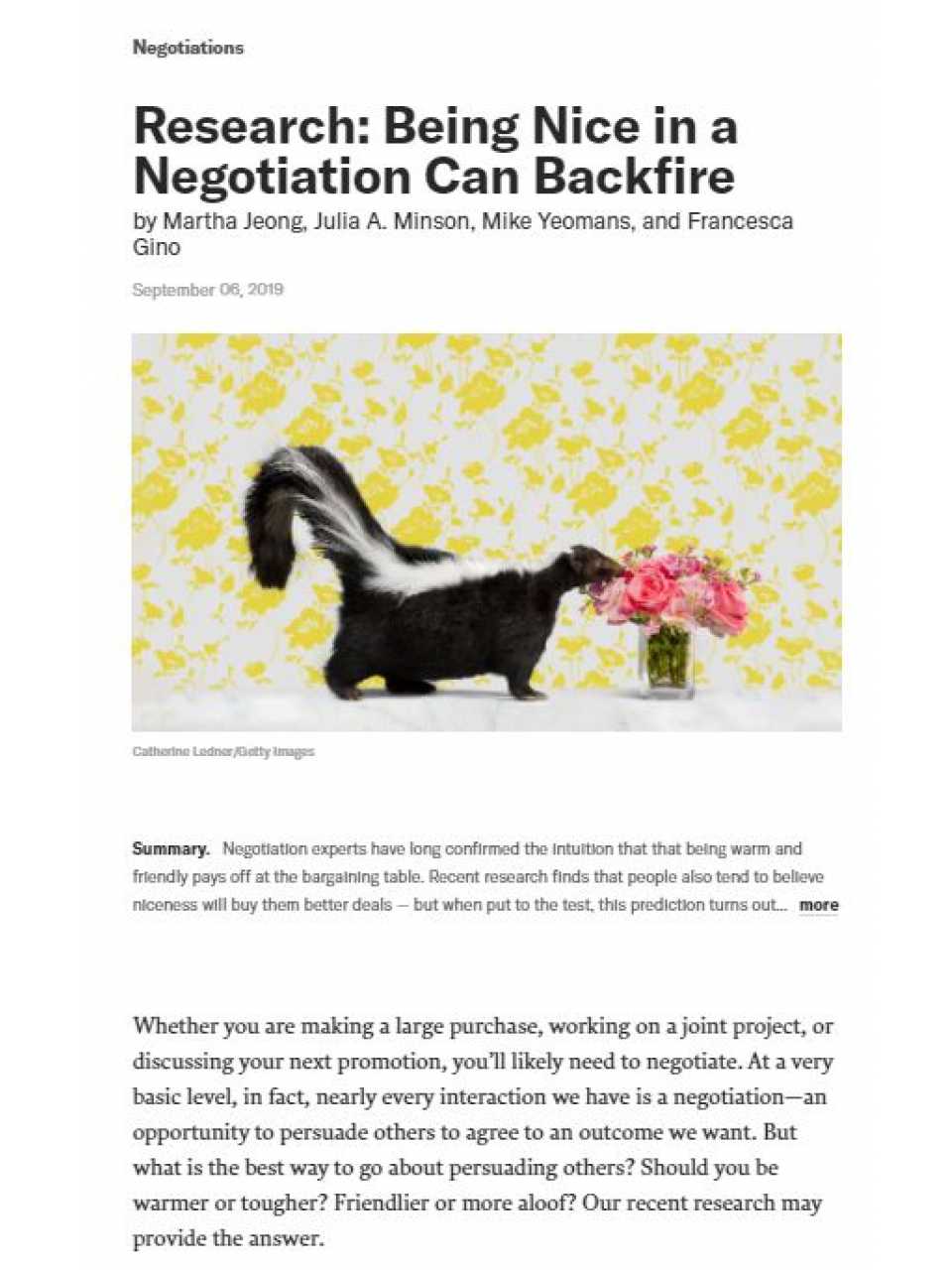 Research: being nice in a negotiation can backfire