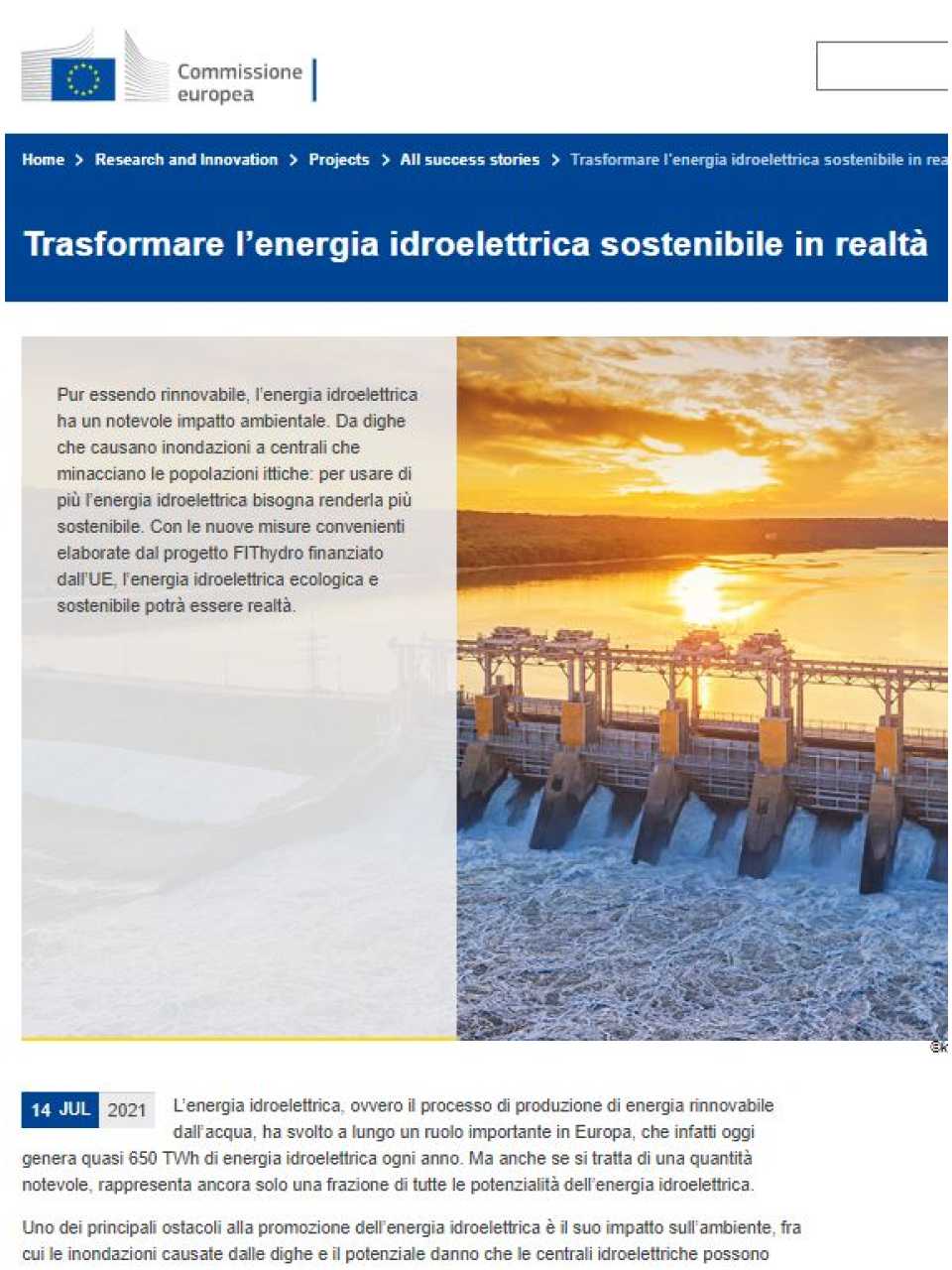 Trasformare l’energia idroelettrica sostenibile in realtà