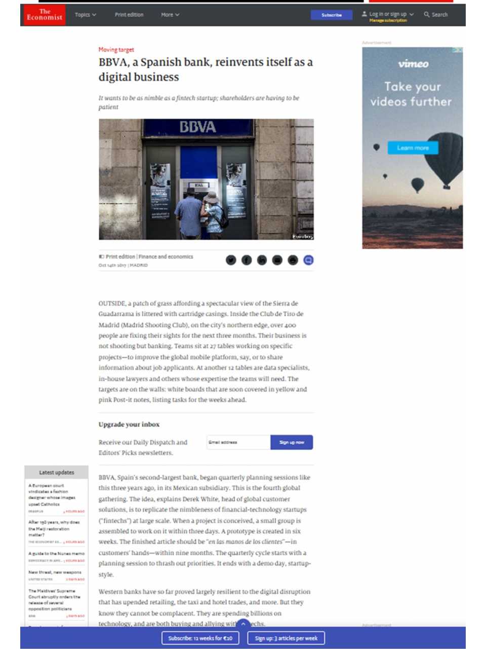 BBVA, a Spanish bank, reinvents itself as a digital business