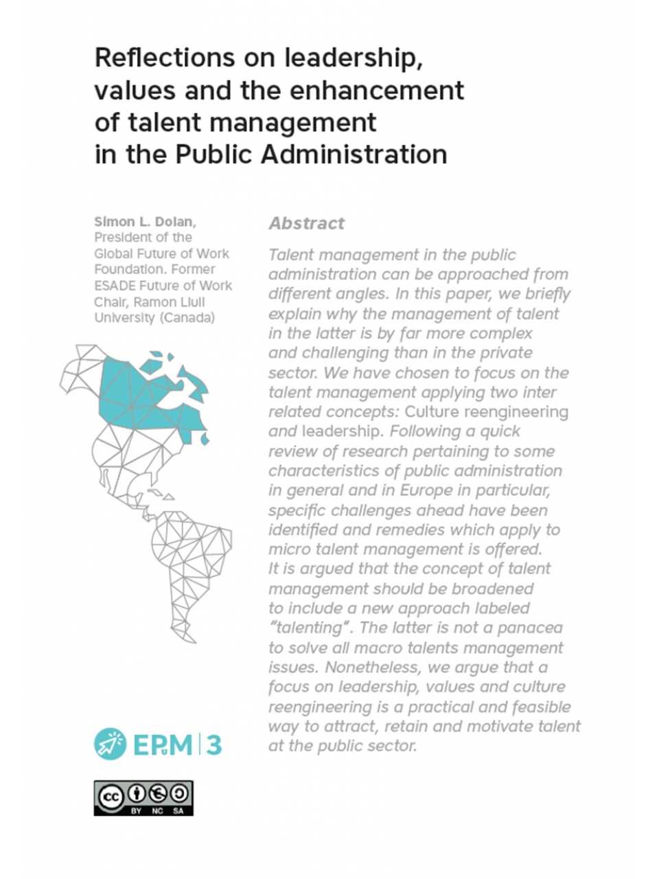 Reflections on leadership, values and the enhancement of talent management in the Public Administration