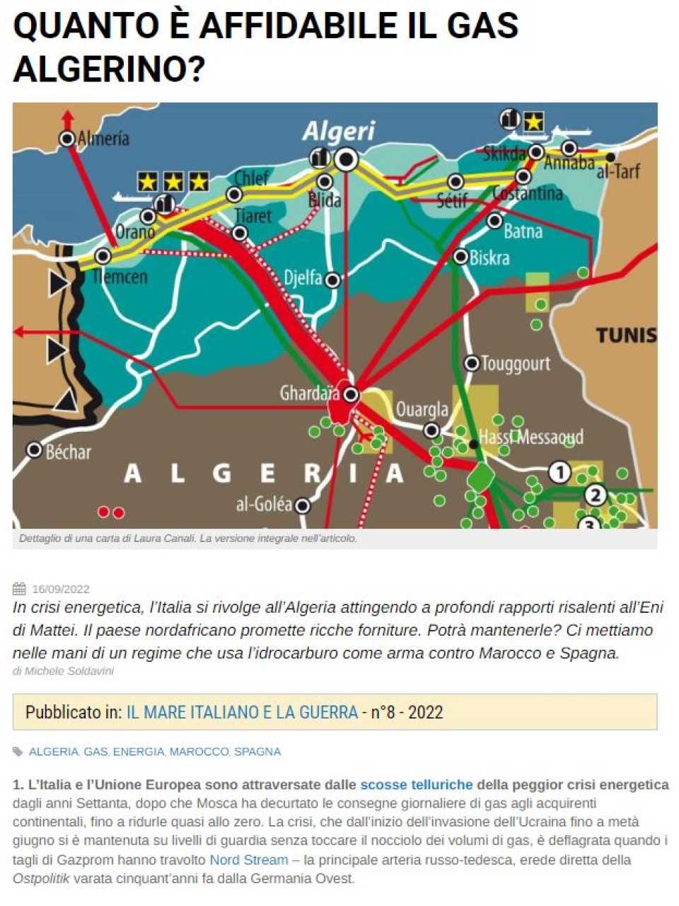  Quanto è affidabile il gas algerino?