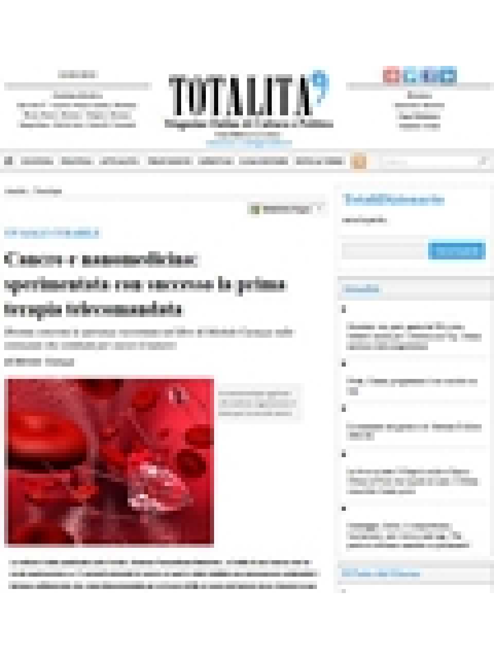 Cancro e nanomedicina: sperimentata con successo la prima terapia telecomandata