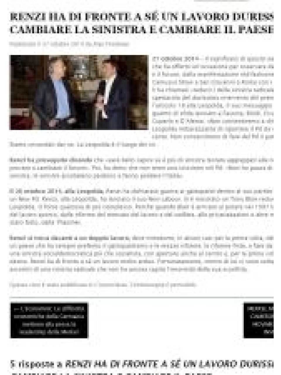 Renzi ha di fronte a sé un lavoro durissimo