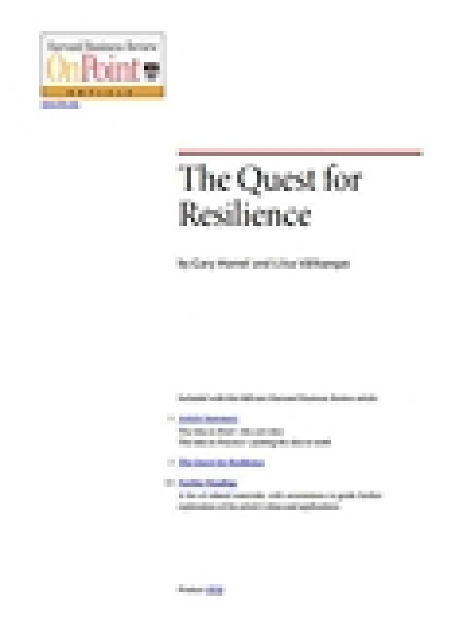 The quest for resilience