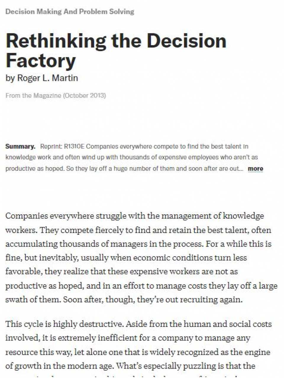 Rethinking the decision factory