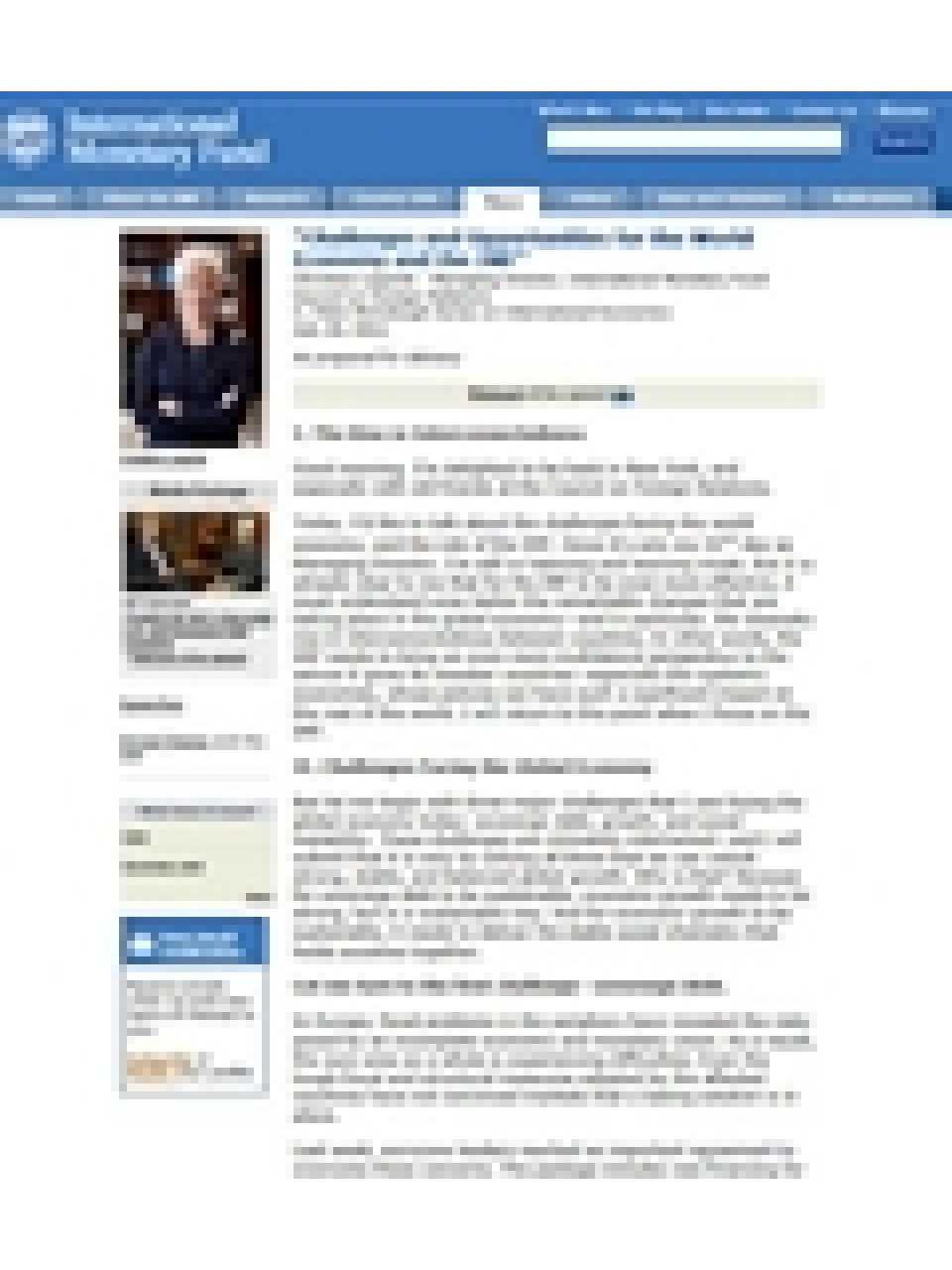 Challenges and opportunities for the world economy and the IMF