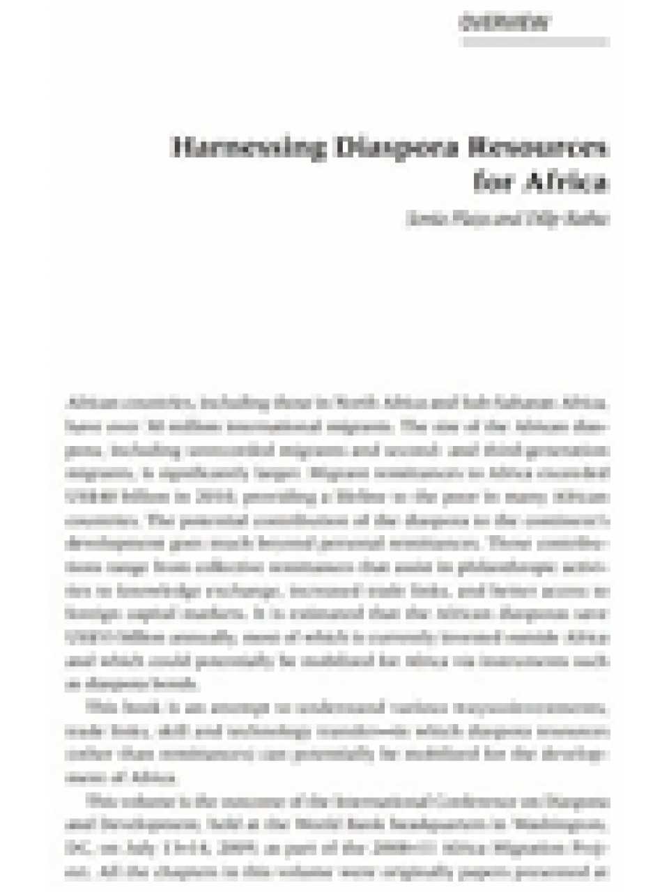 Harnessing Diaspora Resources for Africa - Overview
