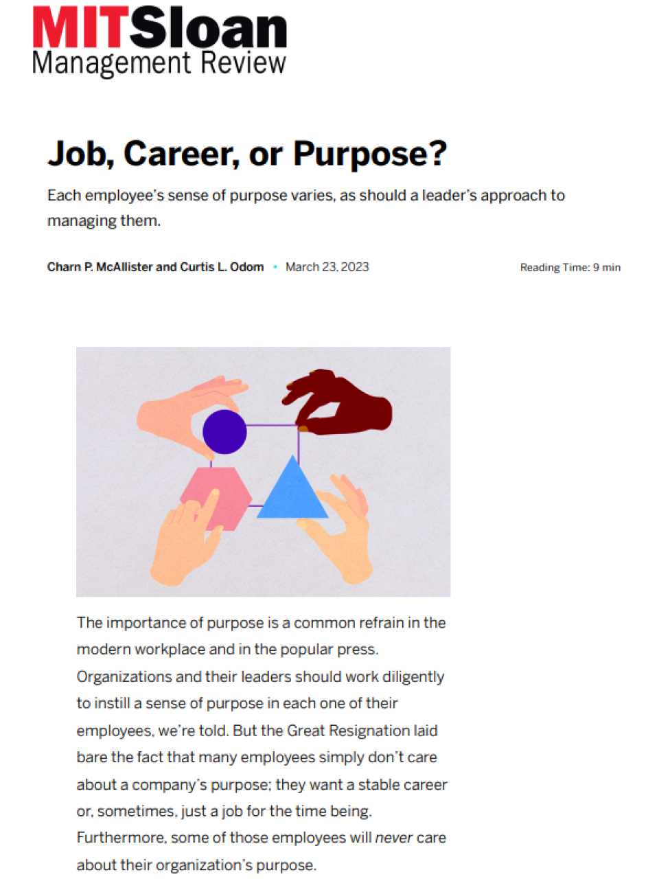 Job, Career, or Purpose?