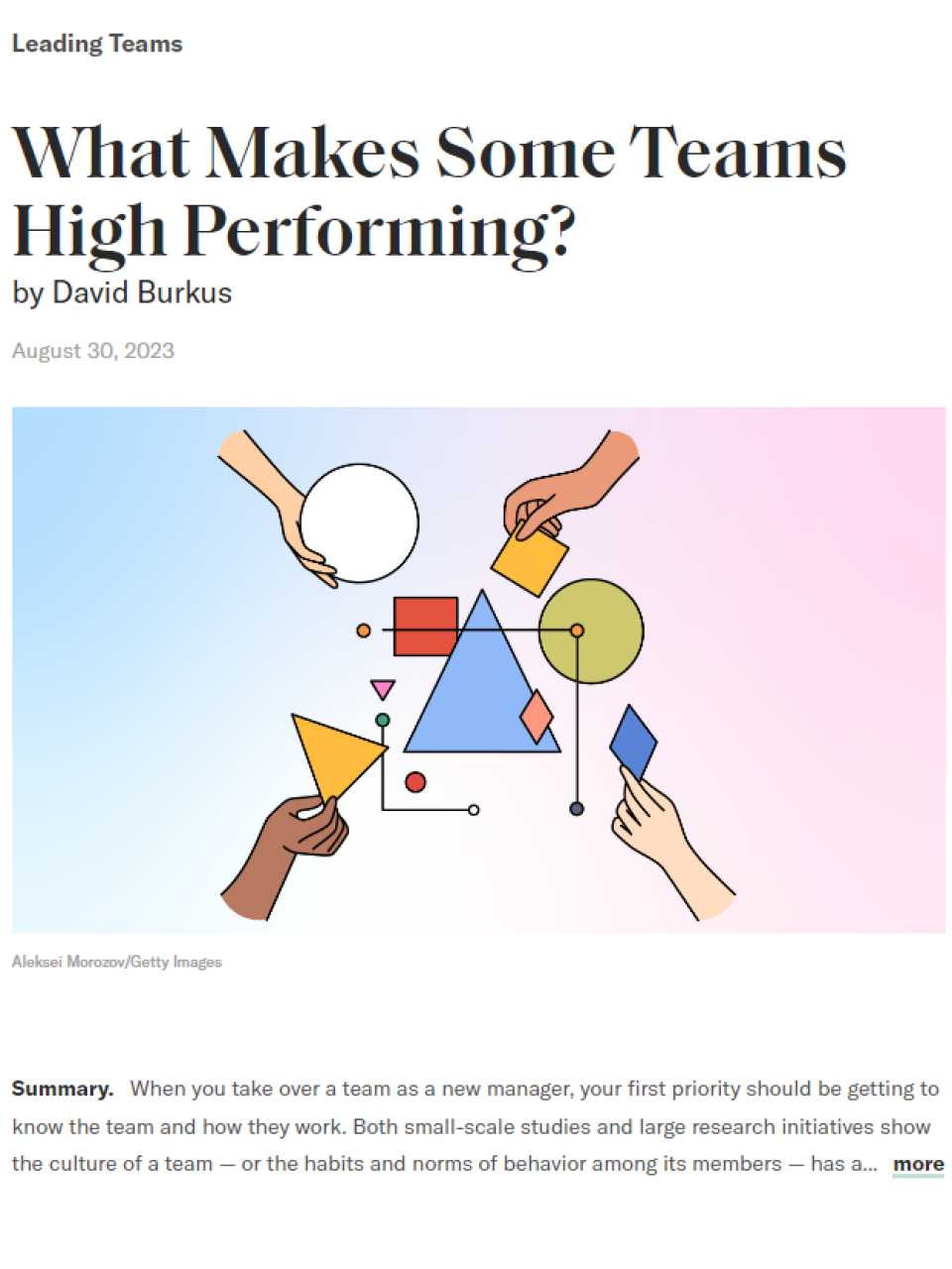 What Makes Some Teams High Performing?