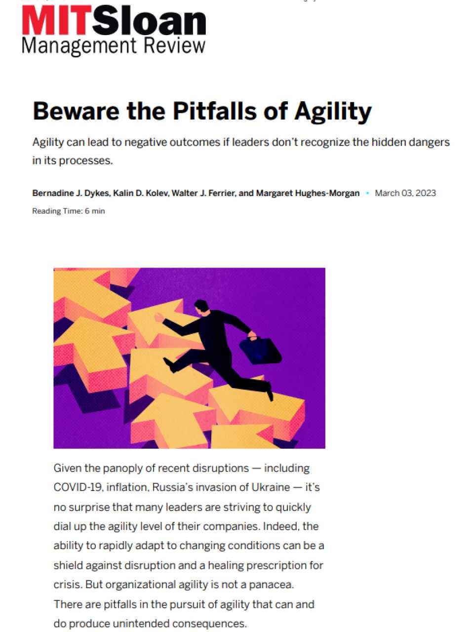 Beware the Pitfalls of Agility