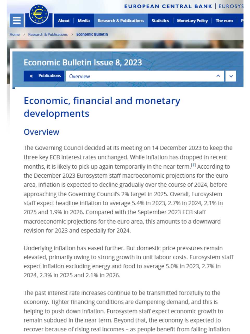 Economic, financial and monetary developments