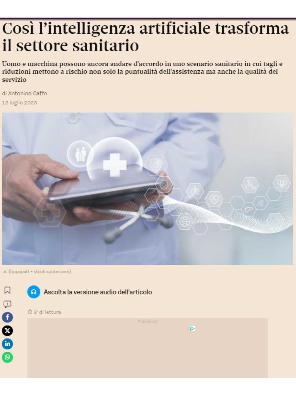 Così l’intelligenza artificiale trasforma il settore sanitario