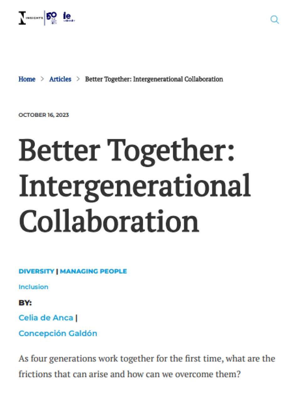 Better Together: Intergenerational Collaboration