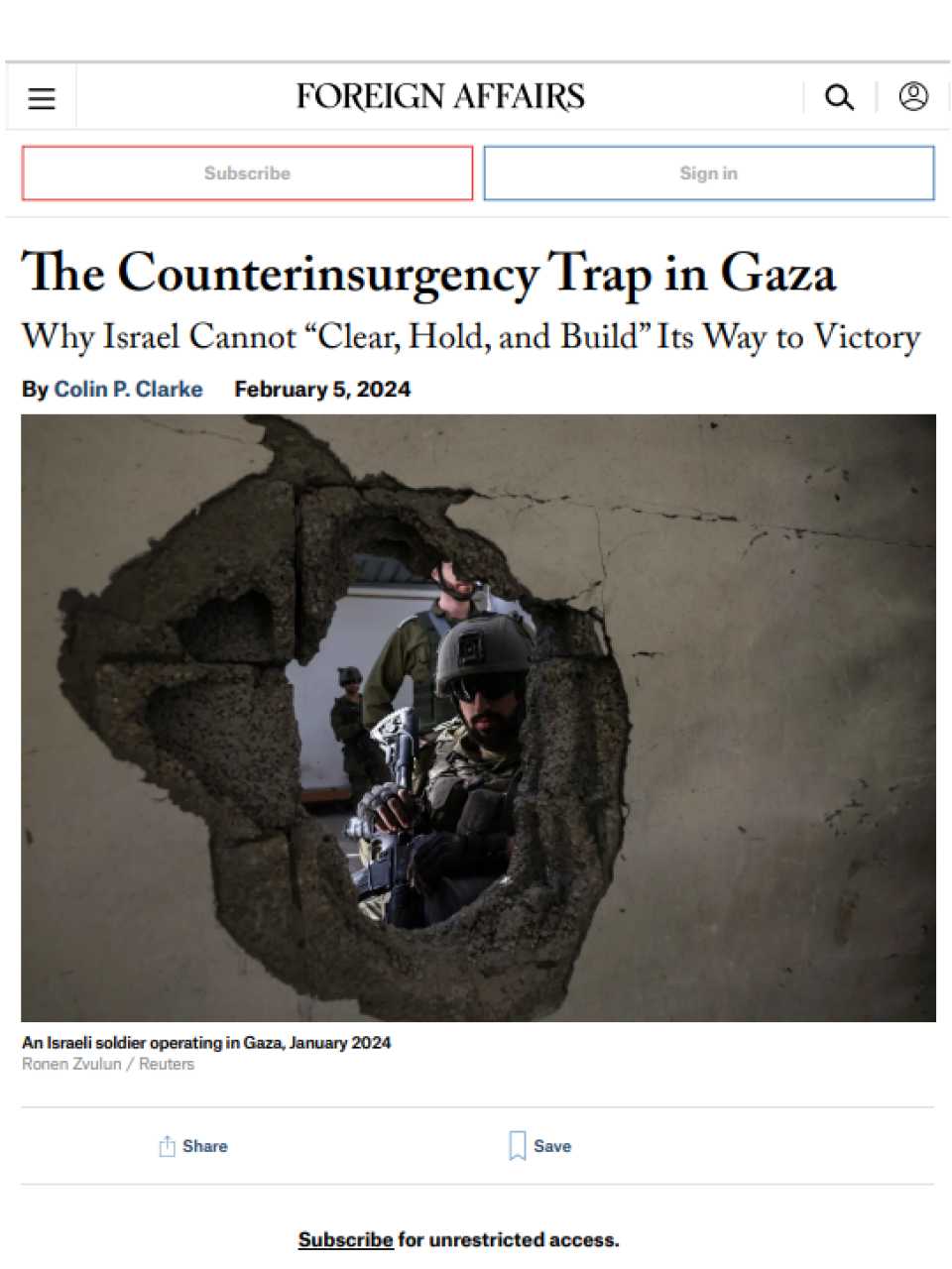 The Counterinsurgency Trap in Gaza. Why Israel Cannot “Clear, Hold, and Build” Its Way to Victory