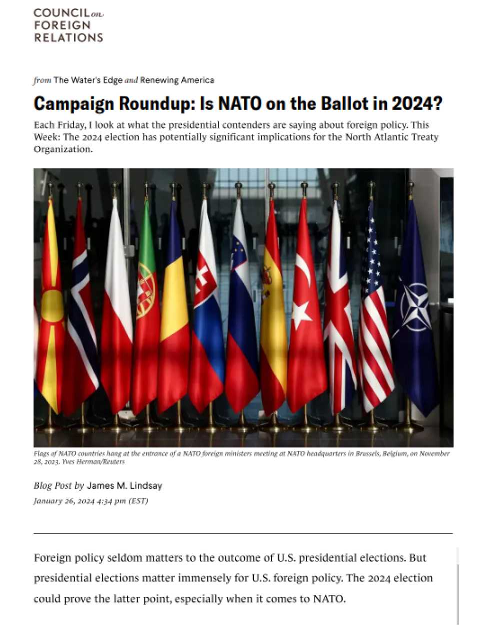 Campaign Roundup: Is NATO on the Ballot in 2024?