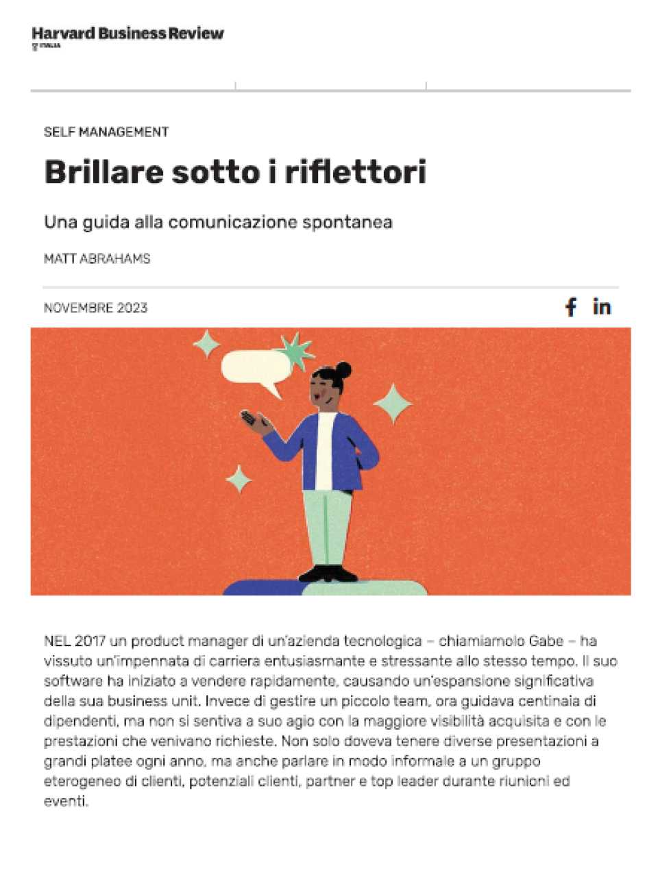Brillare sotto i riflettori. Una guida alla comunicazione spontanea