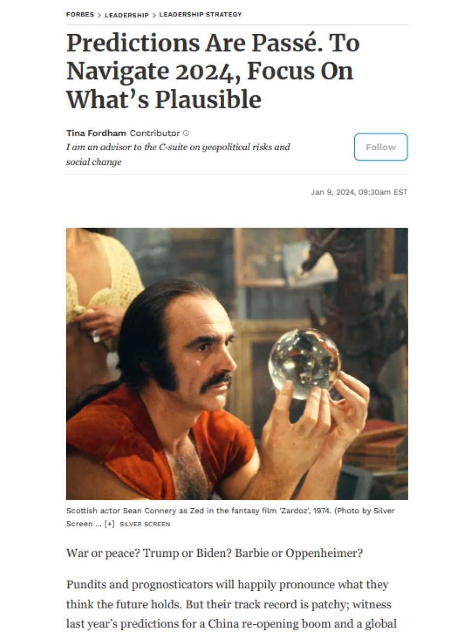 Predictions Are Passé. To Navigate 2024, Focus On What’s Plausible