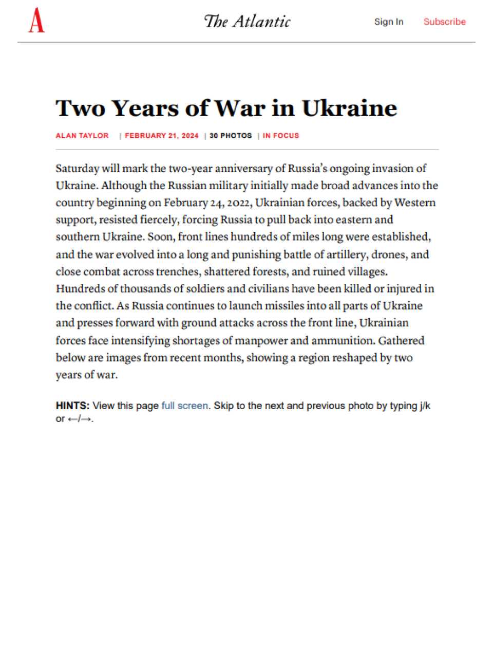 Two Years of War in Ukraine