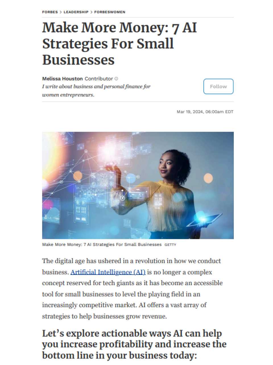 Make More Money: 7 AI Strategies For Small Businesses