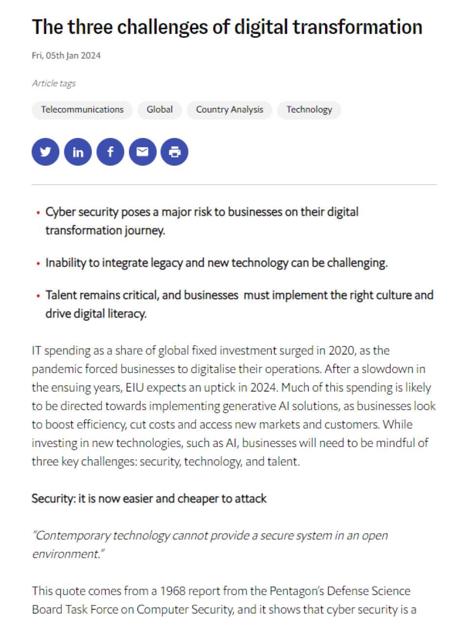 The three challenges of digital transformation