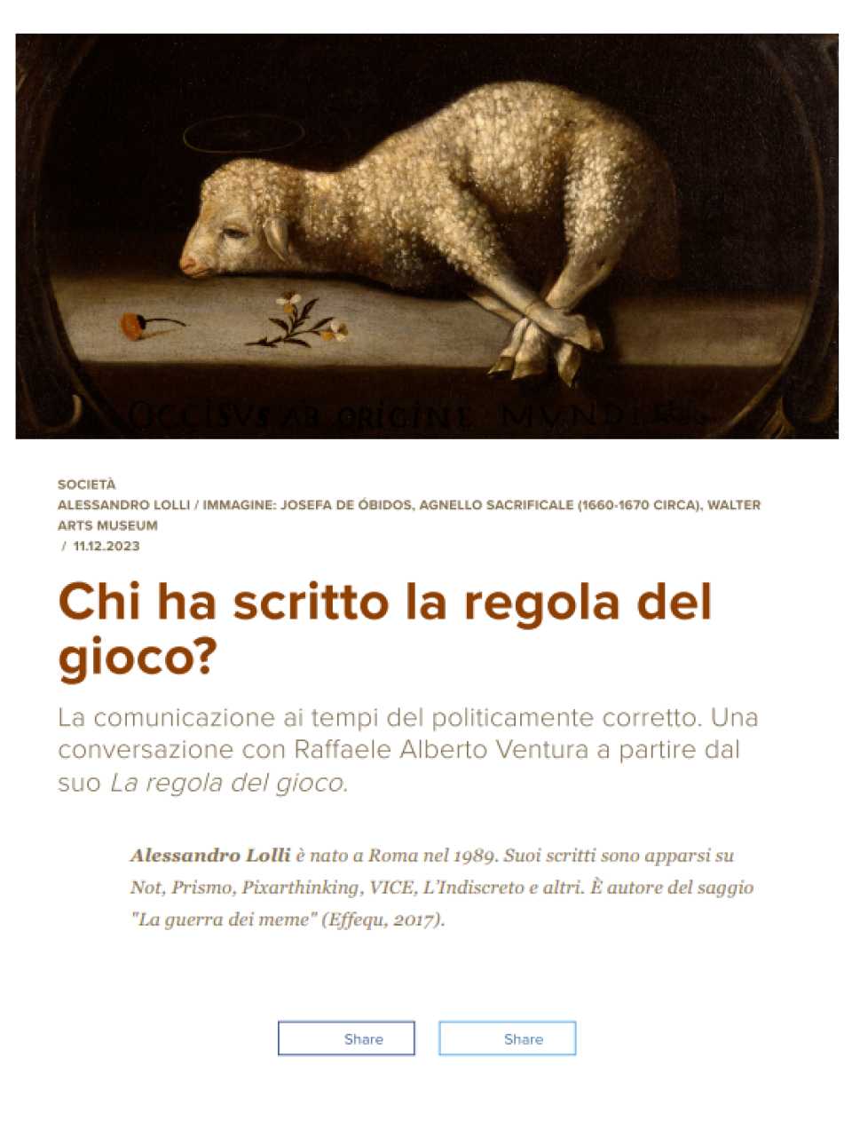 Chi ha scritto la regola del gioco?