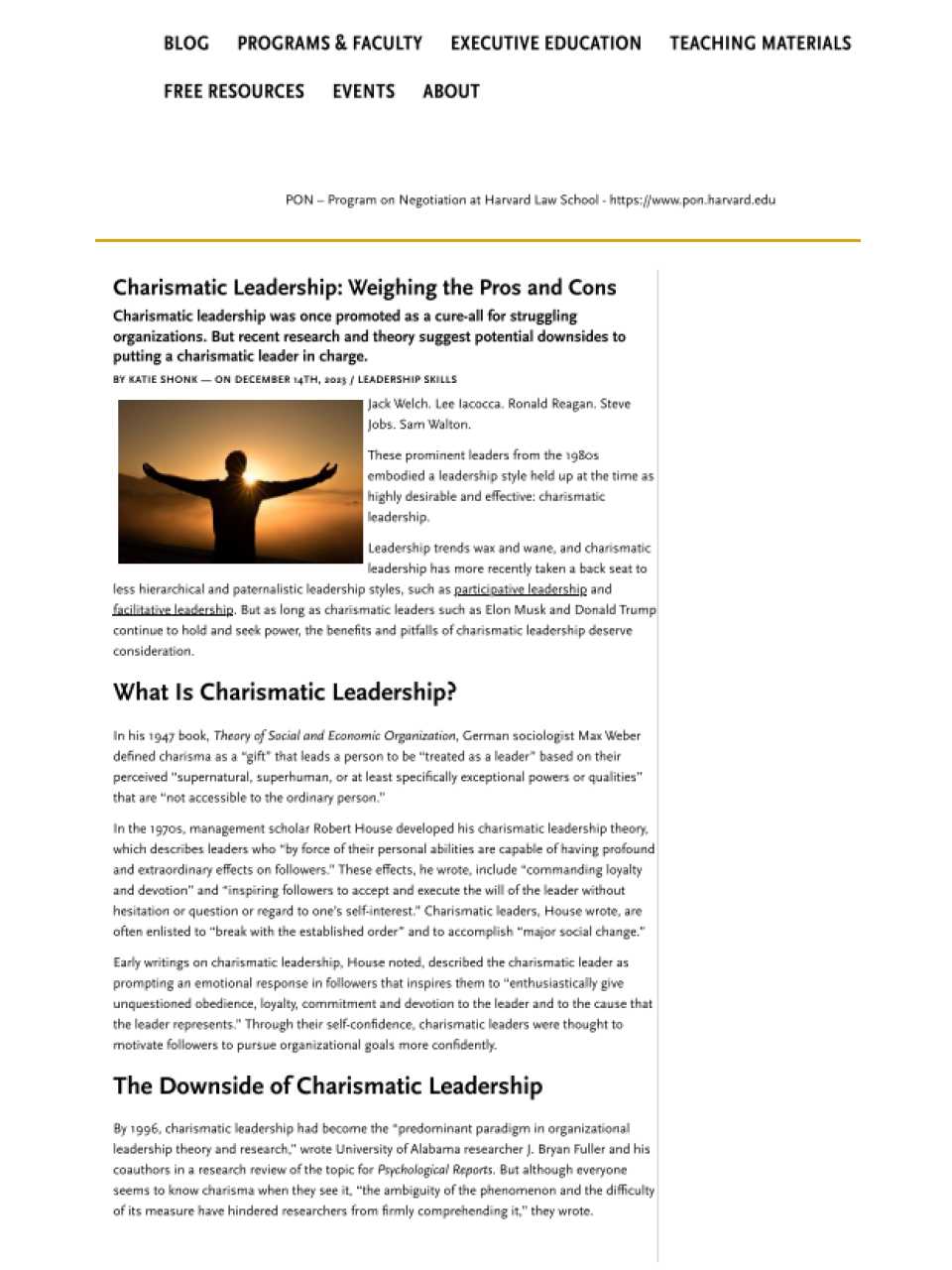 Charismatic Leadership: Weighing the Pros and Cons