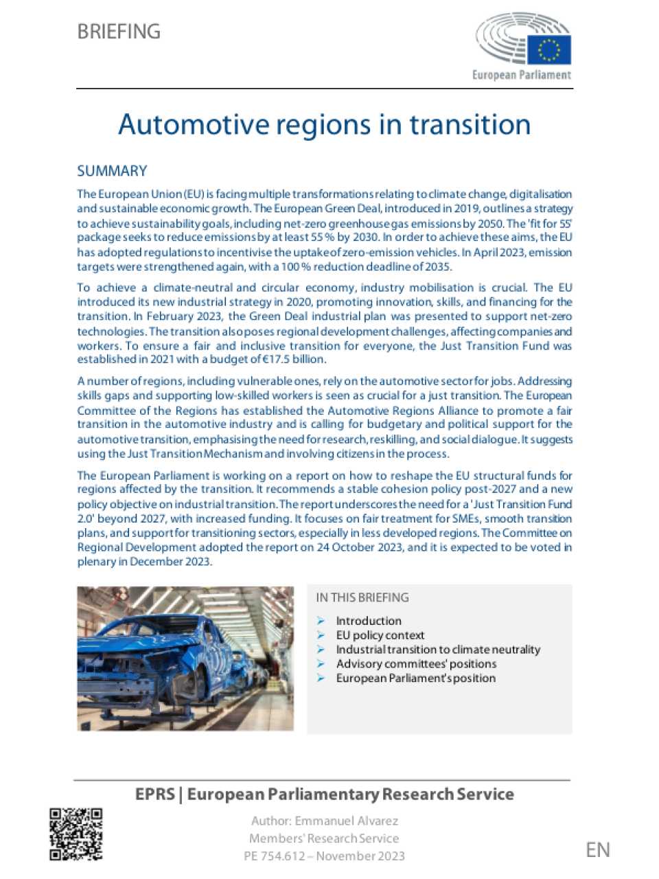 Automotive regions in transition - Briefing