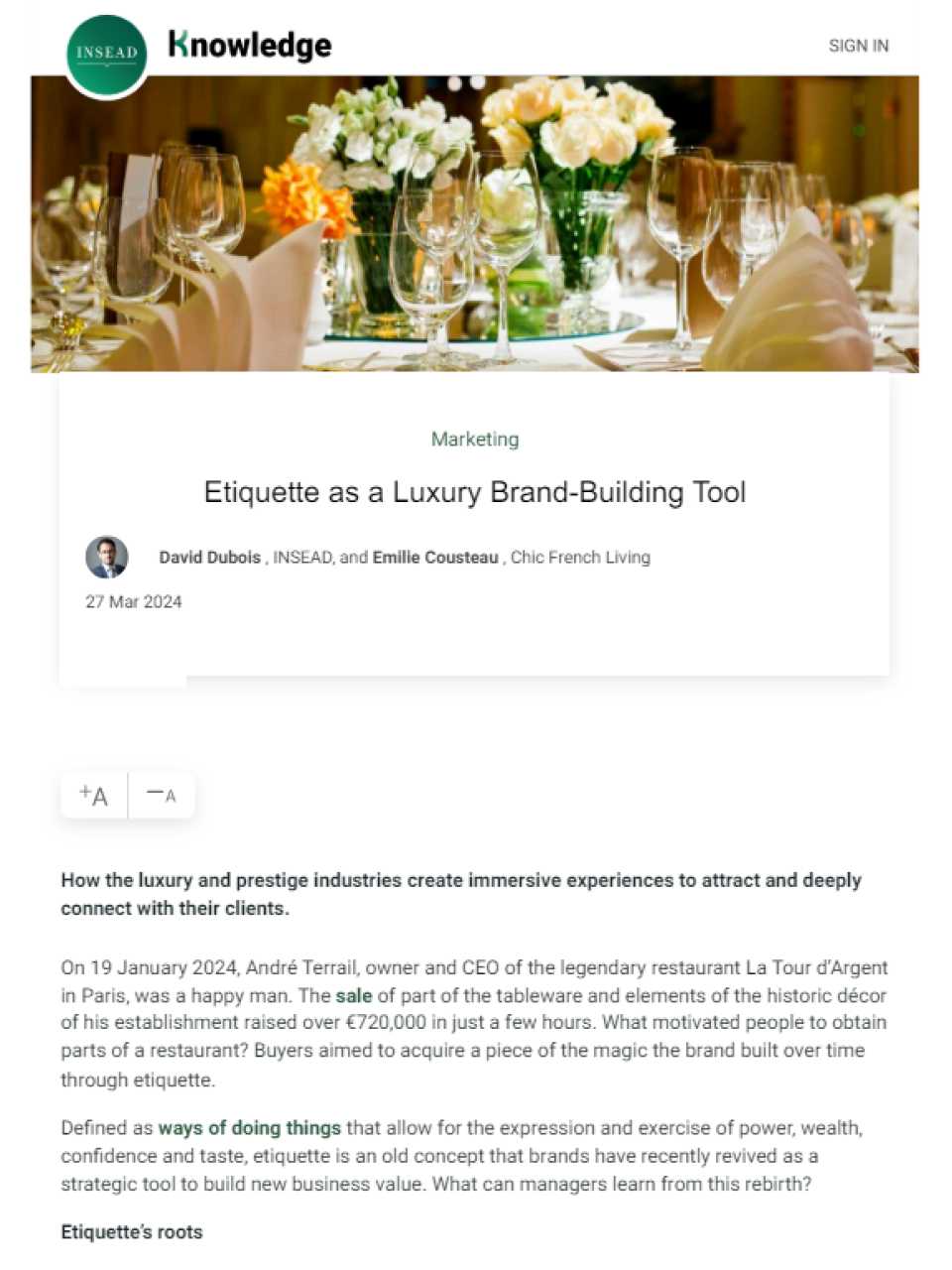 Etiquette as a Luxury Brand-Building Tool