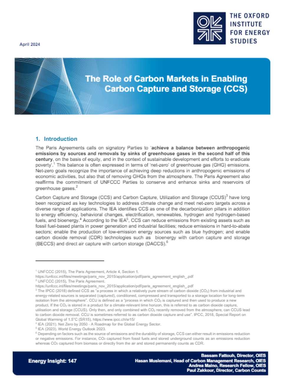 The Role of Carbon Markets in Enabling Carbon Capture and Storage (CCS)